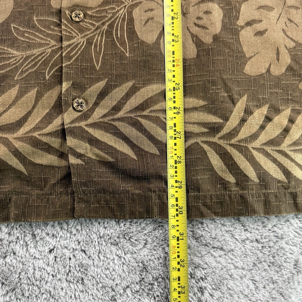 Tommy Bahama Mens Medium Brown 100% Silk Tropical Palm Leaf Camp Hawaiian Shirt - Picture 6 of 7